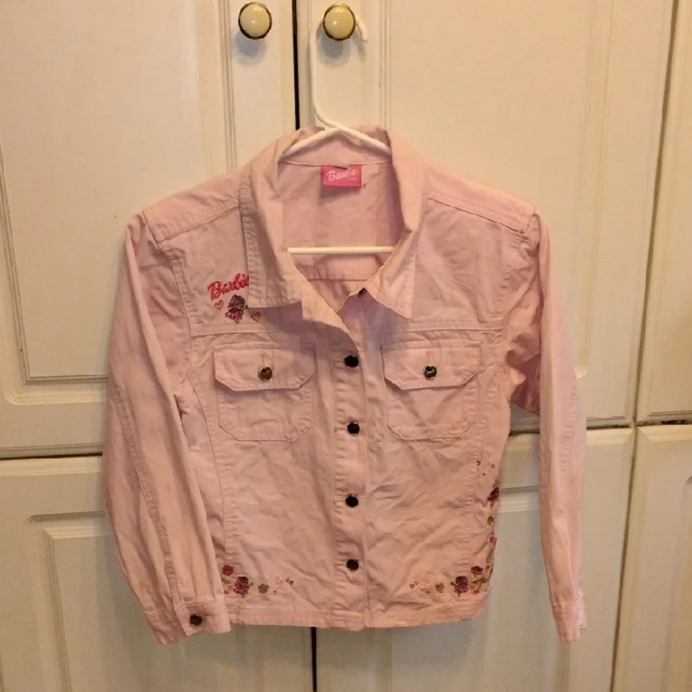 Barbie Pink Logo Tag Cotton Jean Jacket, Size: 10